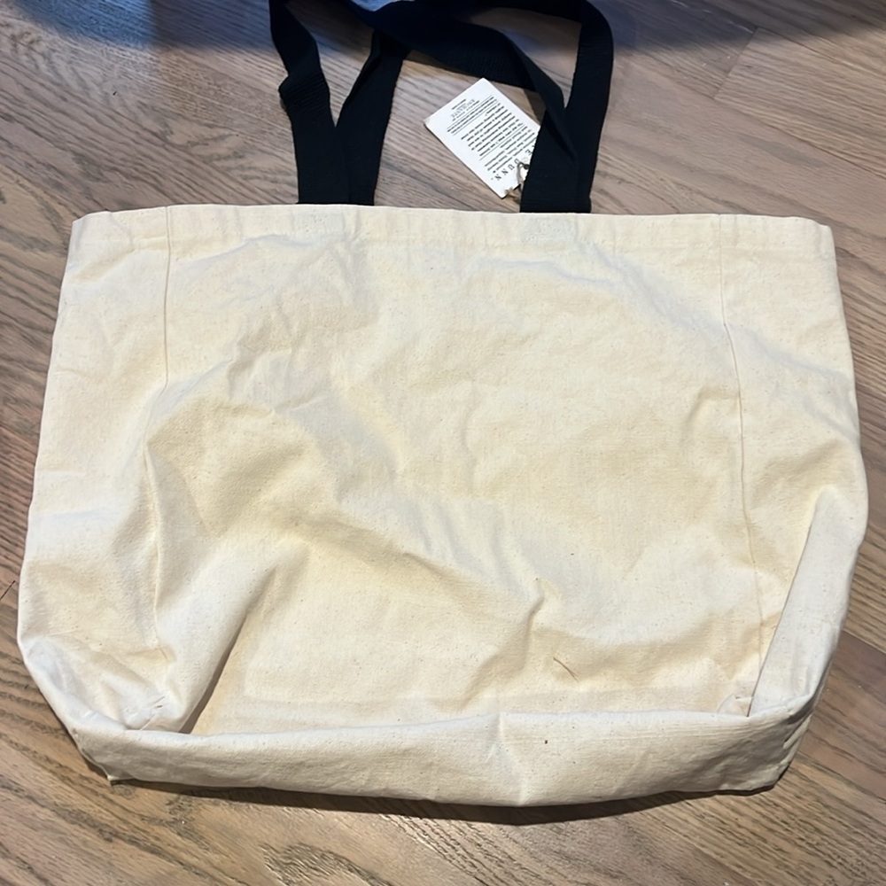 Rae Dunn Cream Tote Bag with Black Handles NWT - Picture 4 of 4